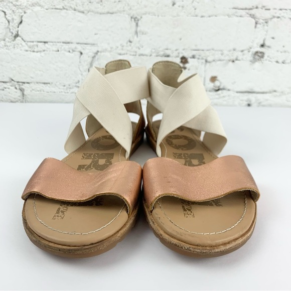 Sorel Ella Rose Gold Cream Elastic Ankle Heel Strap Sandals 7 - Picture 4 of 12